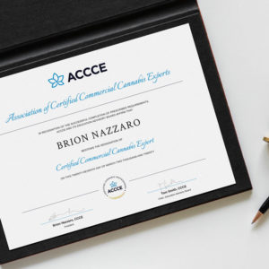 Brion Nazzaro - ACCCE Certified Commercial Cannabis Expert certification