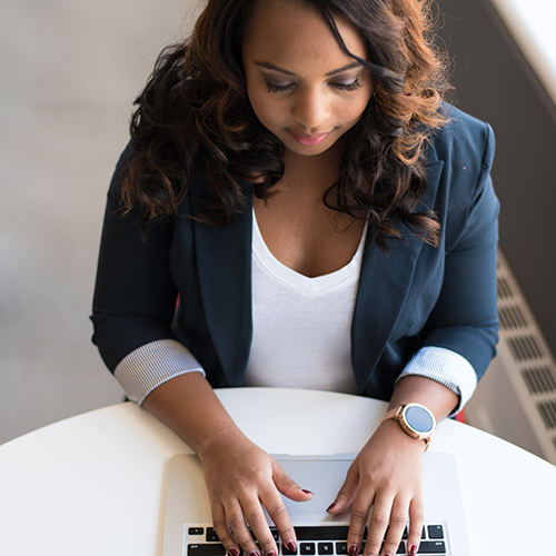 woman working on laptop