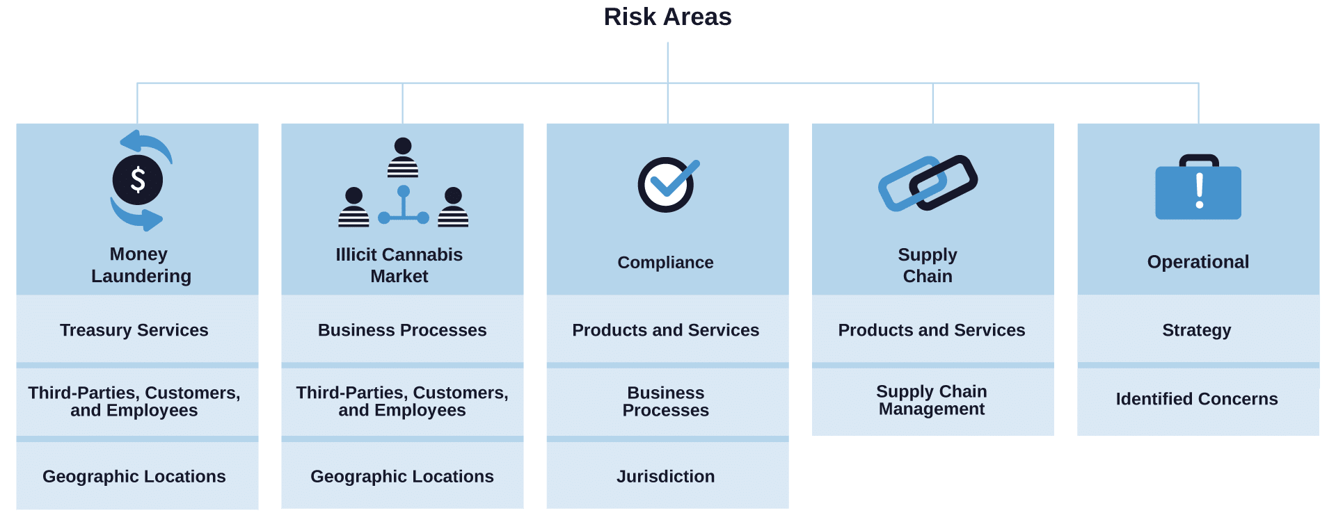 Risk Areas Framework infographic on transparent background